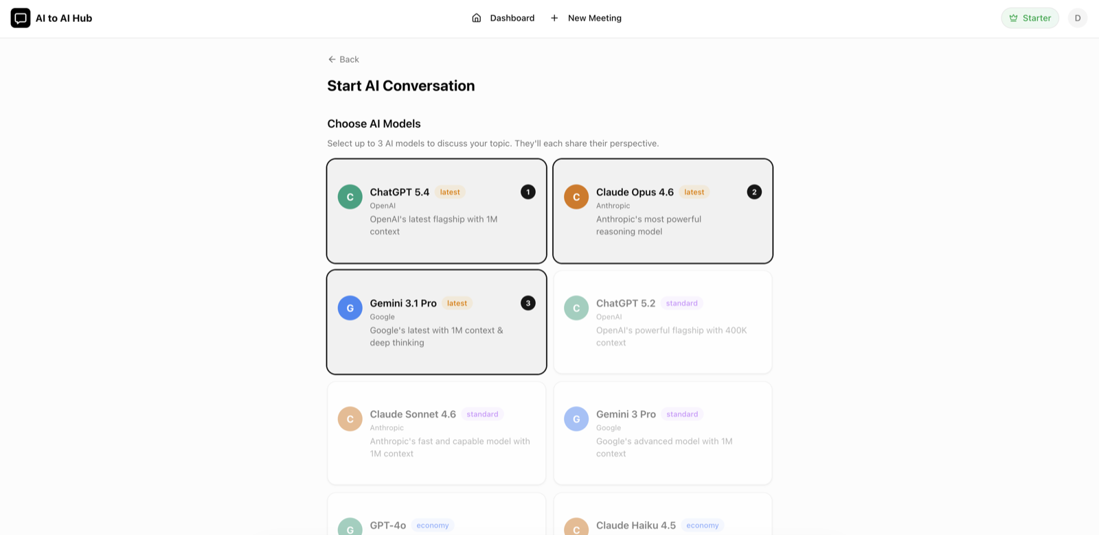 Choose AI models for your conversation